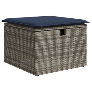 vidaXL Tabouret de Jardin avec coussin Gris 55 x 55 x 37 cm polyrotin