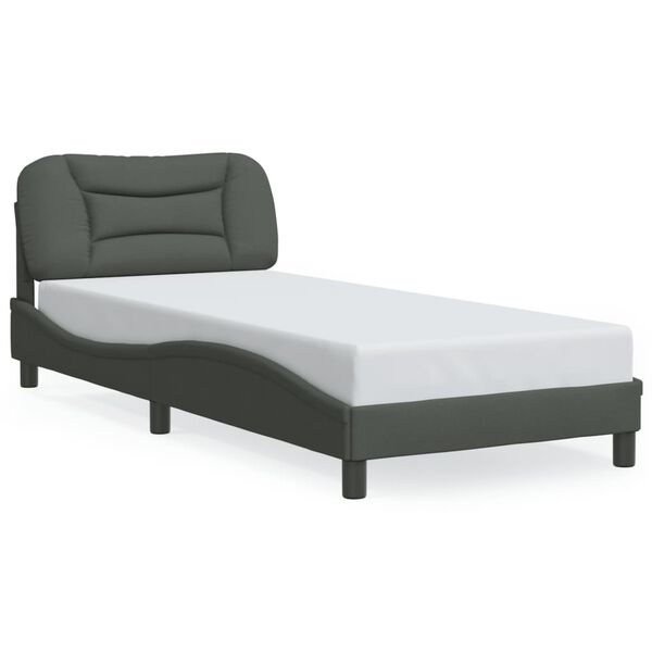 vidaXL Cadre de lit sans matelas Hvar gris fonc&eacute; 90x200 cm tissu