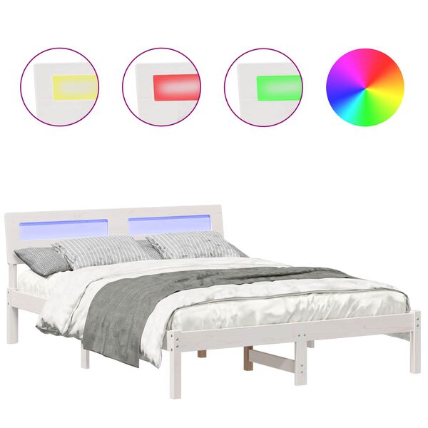 vidaXL Cadre de lit avec t&ecirc;te de lit Blanc 120 x 190 cm Pin massif