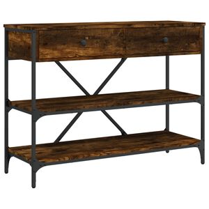 vidaXL Table console avec tiroirs et &eacute;tag&egrave;res ch&ecirc;ne fum&eacute;