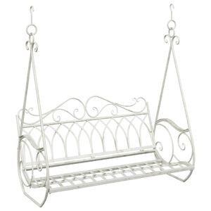 vidaXL Banc Balan&ccedil;oire Acier 112 x 60 x 126,5 cm Blanc antique