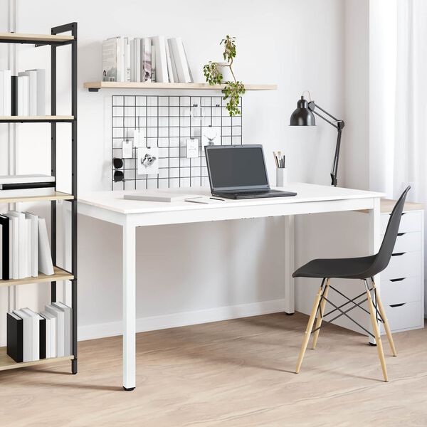 vidaXL Table de salle &agrave; manger / Table de repas Blanc 140 x 80 x 75 cm