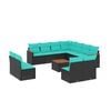 vidaXL Ensemble de canap&eacute; de jardin 12 pcs avec coussins noir r&eacute;sine tress&eacute;e