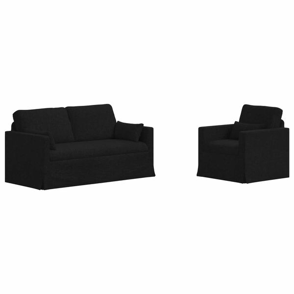 vidaXL Ensemble de Canap&eacute;s 2 pcs Noir 158 x 78 x 80 cm tissu
