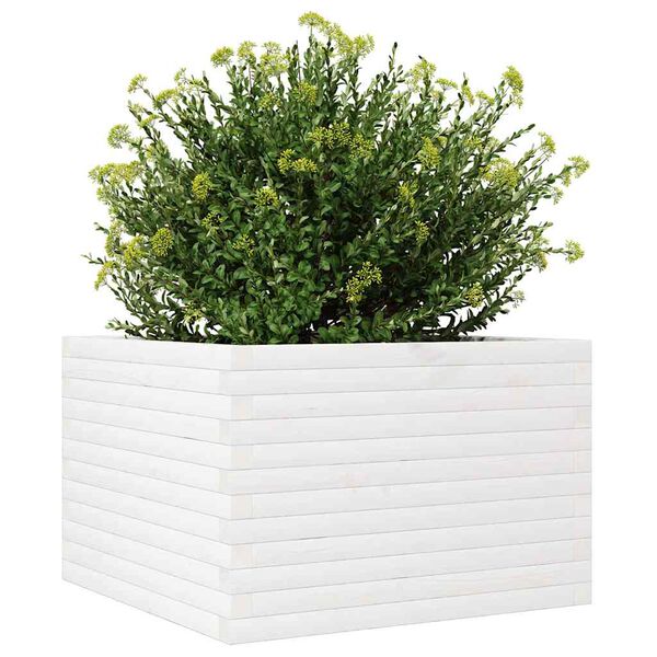 vidaXL Jardinière blanc 70x70x46 cm bois de pin massif