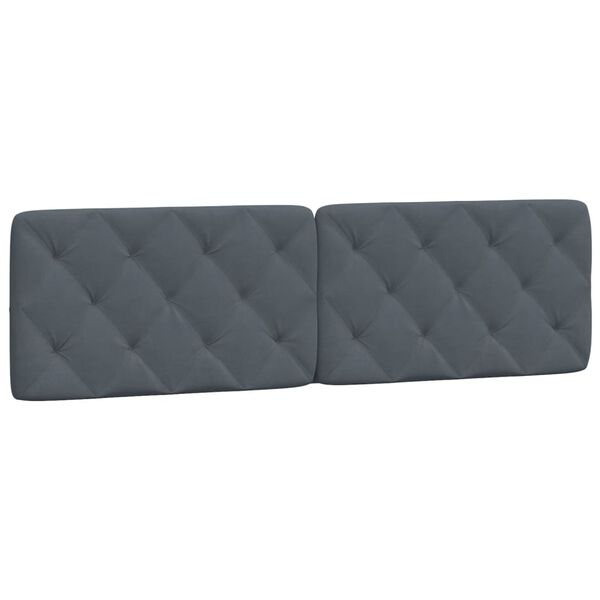 vidaXL Coussin de t&ecirc;te de lit gris fonc&eacute; 180 cm velours