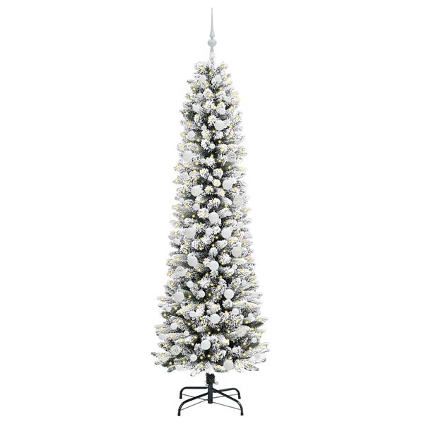 vidaXL Sapin de No&euml;l artificiel Blanc 210 cm PVC, m&eacute;tal et plastique