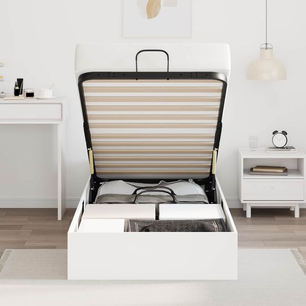 vidaXL Cadre de lit ottoman avec stockage Blanc 193 x 120 x 25 cm