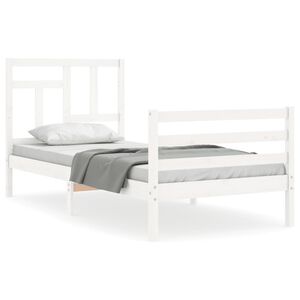 vidaXL Cadre de lit sans matelas blanc bois massif
