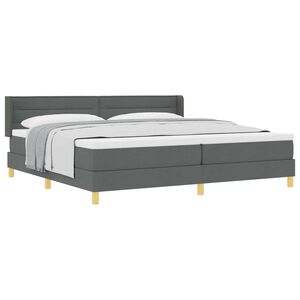 vidaXL Lit &agrave; ressorts avec matelas Gris fonc&eacute; 200 x 200 cm Polyester