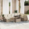 vidaXL Salon de jardin avec coussins 9 pcs beige r&eacute;sine tress&eacute;e