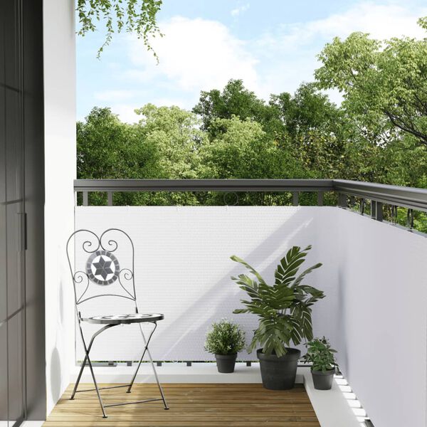 vidaXL Paravent de balcon blanc 300x100 cm r&eacute;sine tress&eacute;e