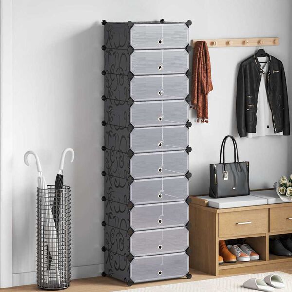 vidaXL Armoire &agrave; chaussures avec 10 compartiments Noir