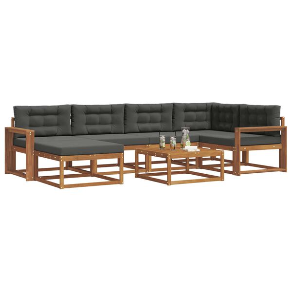 vidaXL Ensemble de canap&eacute;s d'ext&eacute;rieur 7 pcs Naturel et Anthracite