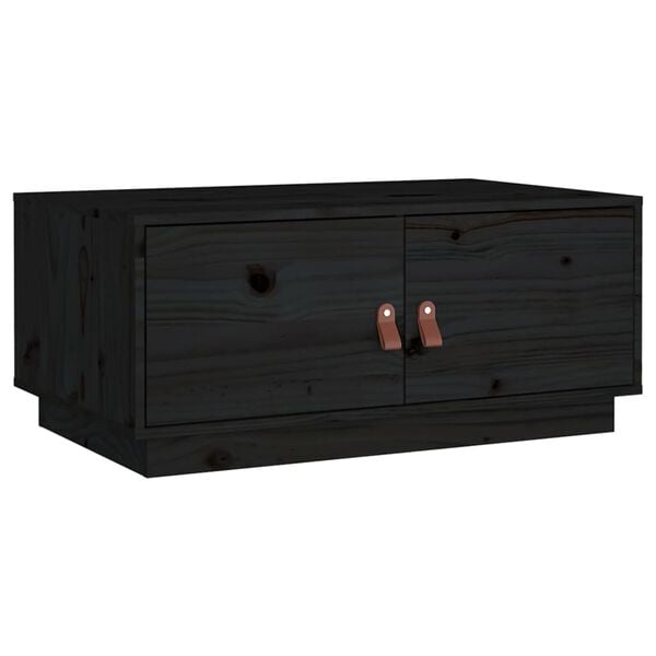 vidaXL Table basse Noir 80x50x35 cm Bois massif de pin