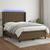 vidaXL Sommier &agrave; lattes de lit matelas et LED Marron fonc&eacute; 140x200 cm