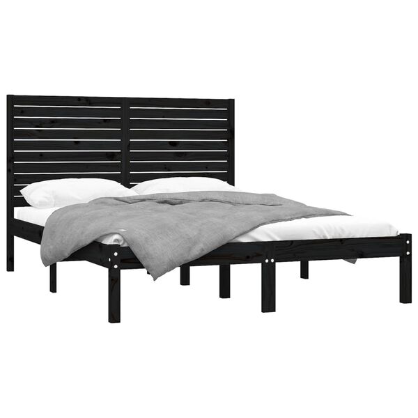 vidaXL Cadre de lit sans matelas noir 150x200 cm bois massif