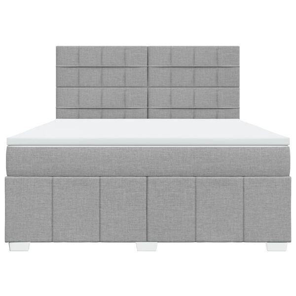 vidaXL Sommier &agrave; lattes de lit avec matelas Gris clair 180x200cm Tissu