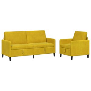 vidaXL Canap&eacute; avec rangement 2 pc Jaune Polyester