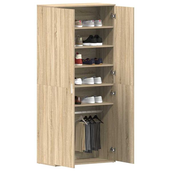 vidaXL Cabinet &agrave; chaussures avec &eacute;tag&egrave;re Ch&ecirc;ne Sonoma 80 x 39 x 178 cm