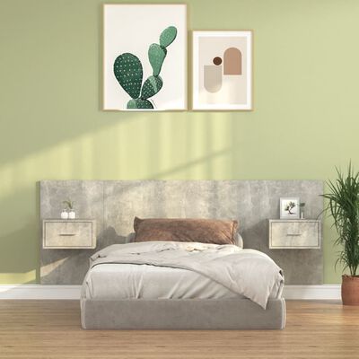 vidaXL Tête de lit avec armoires Gris béton Bois d'ingénierie