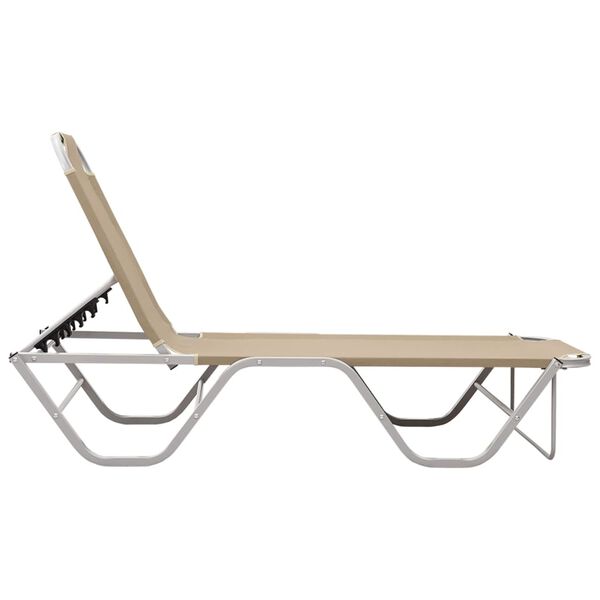 vidaXL Chaise longue aluminium et textil&egrave;ne cr&egrave;me