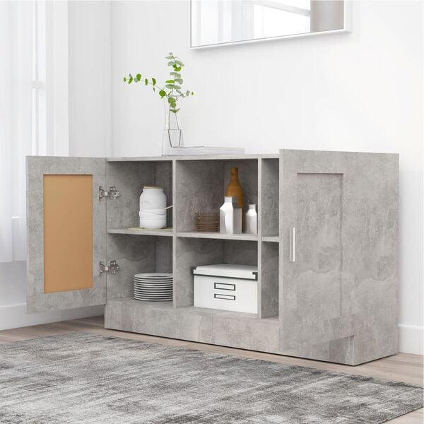 vidaXL Buffet Gris béton 120x30,5x70 cm Bois d'ingénierie
