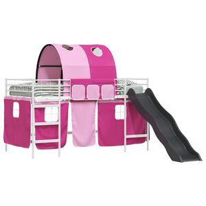 vidaXL Lit mezzanine pour enfants Blanc et rose 79,5 x 200 cm M&eacute;tал