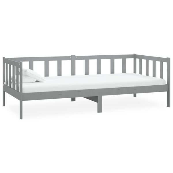 vidaXL Lit de repos avec matelas 90x200 cm Gris Bois de pin massif