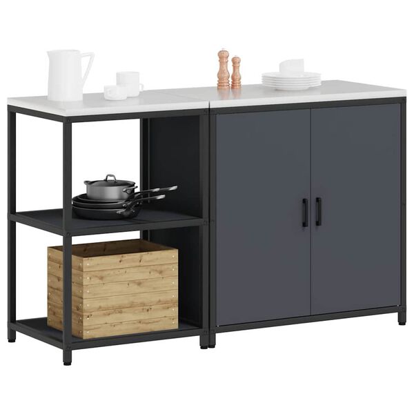 vidaXL Ensemble de rangement cuisine avec &eacute;tag&egrave;re 2 pcs Anthracite