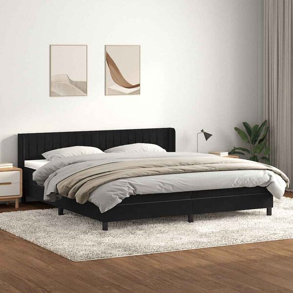 vidaXL Sommier &agrave; lattes de lit avec matelas noir 200x220 cm velours