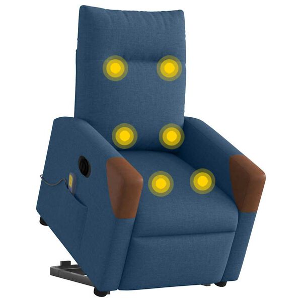 vidaXL Fauteuil inclinable de massage électrique bleu tissu