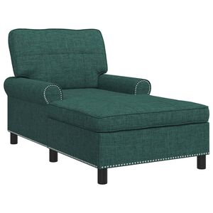 vidaXL Chaise longue avec coussin Vert fonc&eacute; 91 x 157 x 91 cm tissu