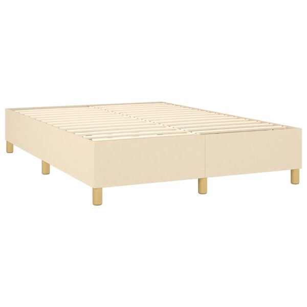 vidaXL Sommier &agrave; lattes de lit avec matelas Cr&egrave;me 140x200 cm Tissu