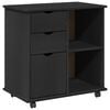 vidaXL Cabinet roulant Noir 63,5 x 39 x 65,5 cm Bois de Pin Massif