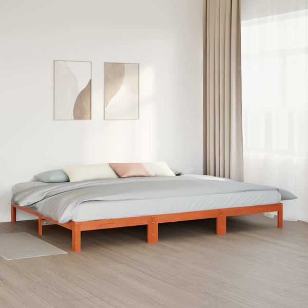 VidaXL Cadre de lit familial sans matelas marron cir&eacute; 240x200 cm