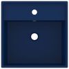 vidaXL Lavabo carré à trop-plein Bleu foncé mat 41x41 cm Céramique