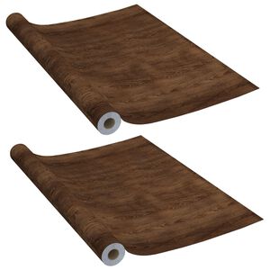 vidaXL Films autoadh&eacute;sifs pour portes 2 pcs Ch&ecirc;ne fonc&eacute; 210x90 cm PVC