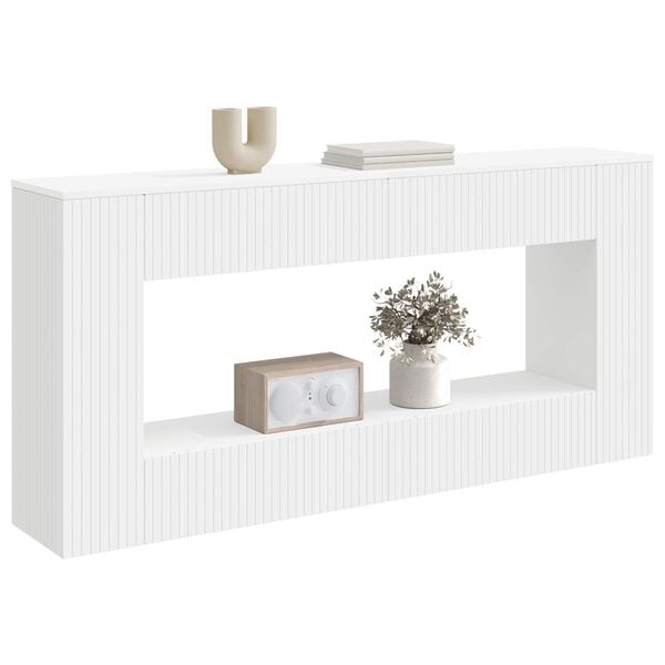 vidaXL Table console Ray&eacute; Blanc 155 x 29 x 74 cm Bois d&rsquo;ing&eacute;nierie