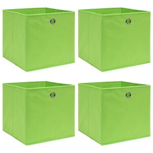 vidaXL Bo&icirc;tes de rangement 4 pcs Vert 32x32x32 cm Tissu
