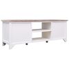 vidaXL Meuble TV Blanc et marron 115x30x40 cm Bois de Paulownia