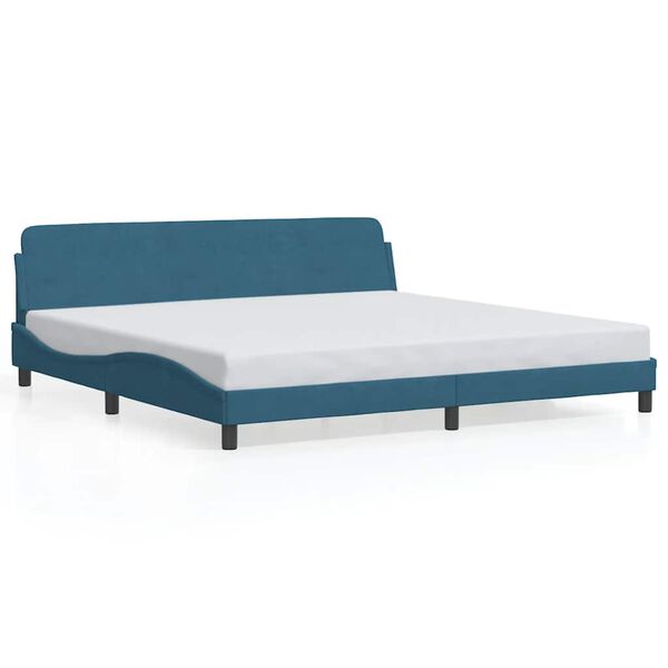 vidaXL Cadre de lit Dover bleu 200x200 cm velours