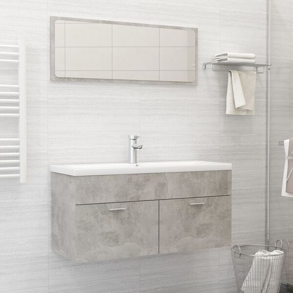 vidaXL Ensemble de meubles de salle de bain Gris b&eacute;ton Agglom&eacute;r&eacute;