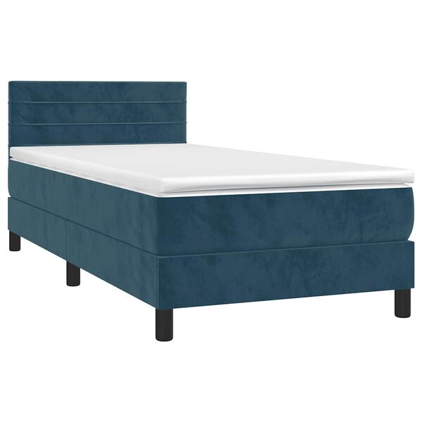 vidaXL Sommier &agrave; lattes de lit avec matelas Bleu fonc&eacute; 90x200 cm