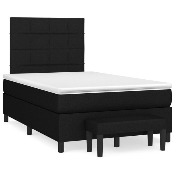vidaXL Sommier &agrave; lattes de lit avec matelas Noir 120x200 cm Tissu