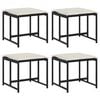 vidaXL Tabourets de jardin avec coussins lot de 4 noir r&eacute;sine tress&eacute;e