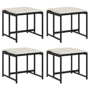 vidaXL Tabourets de jardin avec coussins lot de 4 noir r&eacute;sine tress&eacute;e