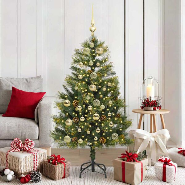 vidaXL Sapin de No&euml;l artificiel avec branches pliables et c&ocirc;nes 150 cm