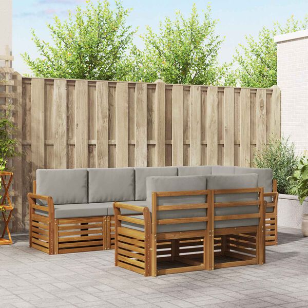 vidaXL Ensemble de canap&eacute; d'angle 7 pcs Gris Naturel et Clair