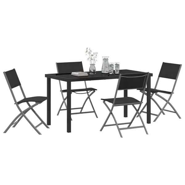 vidaXL Ensemble de salle &agrave; manger pour jardin 5 pcs Noir